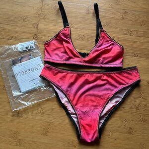 NWT Underclub x Amber Vittoria Strips & Bonds Mesh Bralette and Bikini Set